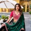 Elegant Green & Pink Embroidered Lehenga Choli for Weddings