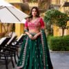Elegant Green & Pink Embroidered Lehenga Choli for Weddings