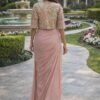 Dusty Rose Pink Designer Organza Saree with Embroidered Jacket Blouse – Party & Wedding Wear