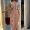 Dusty Rose Pink Designer Organza Saree with Embroidered Jacket Blouse – Party & Wedding Wear