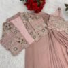 Dusty Rose Pink Designer Organza Saree with Embroidered Jacket Blouse – Party & Wedding Wear