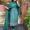 Emerald Green Embroidered Kurta Set with Dupatta – Elegant Festive Wear for Women
