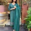 Emerald Green Embroidered Kurta Set with Dupatta – Elegant Festive Wear for Women
