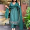 Emerald Green Embroidered Kurta Set with Dupatta – Elegant Festive Wear for Women