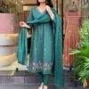 Emerald Green Embroidered Kurta Set with Dupatta – Elegant Festive Wear for Women