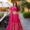 Hot Pink Embroidered Bridal Lehenga Choli with Dupatta