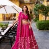 Hot Pink Embroidered Bridal Lehenga Choli with Dupatta
