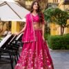 Hot Pink Embroidered Bridal Lehenga Choli with Dupatta