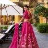 Hot Pink Embroidered Bridal Lehenga Choli with Dupatta