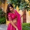 Hot Pink Embroidered Bridal Lehenga Choli with Dupatta