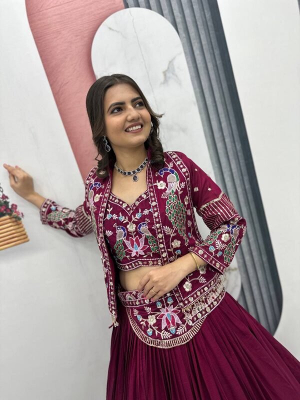 Embroidered Designer Lehenga Choli with Jacket for Wedding & Festive Wear