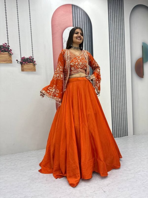 Embroidered Lehenga Choli with Jacket for Women | Festive & Wedding Wear