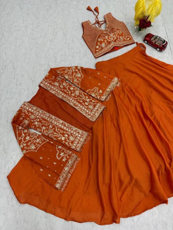 Embroidered Lehenga Choli with Jacket for Women | Festive & Wedding Wear