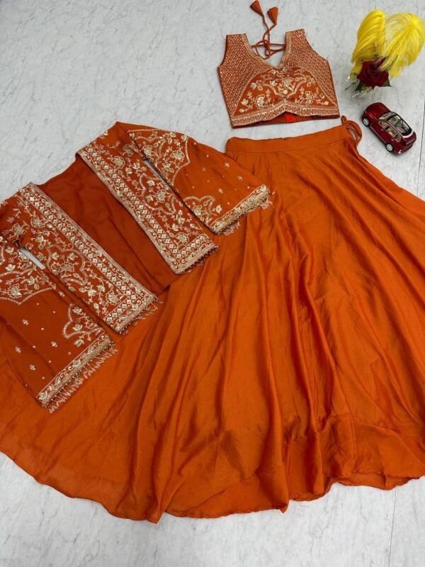 Embroidered Lehenga Choli with Jacket for Women | Festive & Wedding Wear
