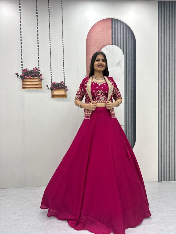 Embroidered Lehenga Choli with Designer Jacket for Wedding & Party Wear