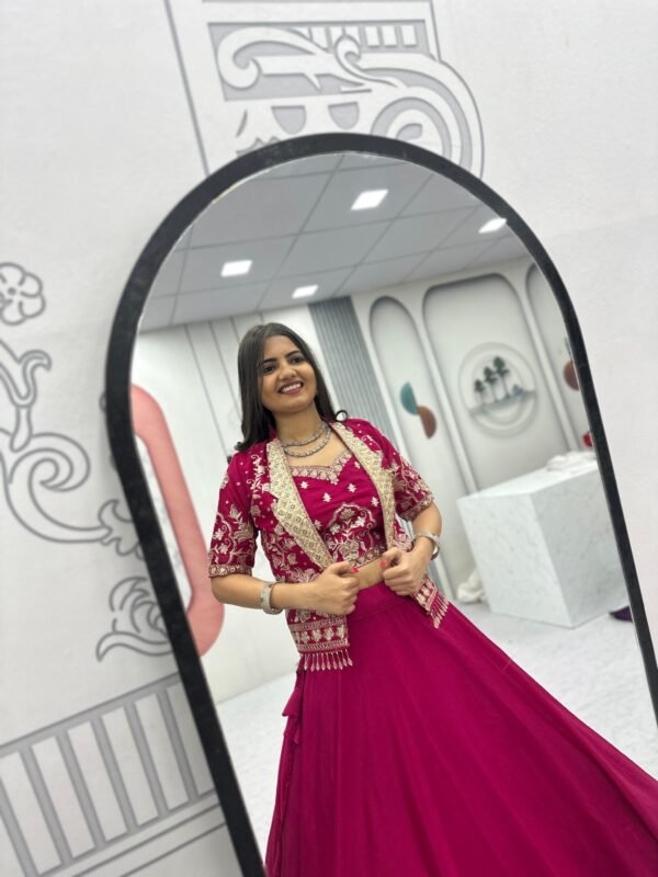 Embroidered Lehenga Choli with Designer Jacket for Wedding & Party Wear