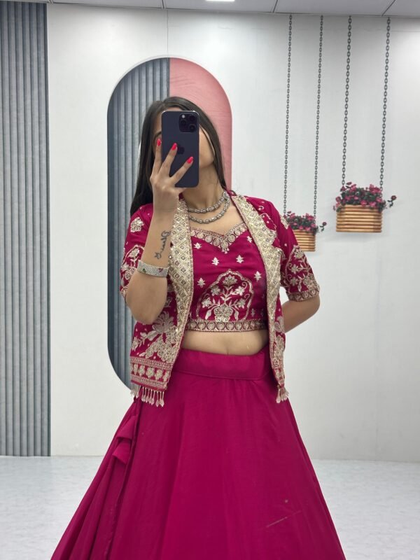 Embroidered Lehenga Choli with Designer Jacket for Wedding & Party Wear