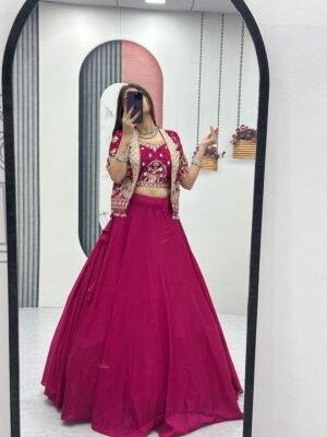 Embroidered Lehenga Choli with Designer Jacket for Wedding & Party Wear