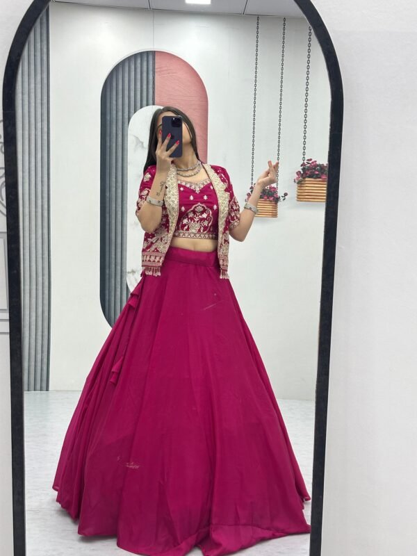 Embroidered Lehenga Choli with Designer Jacket for Wedding & Party Wear