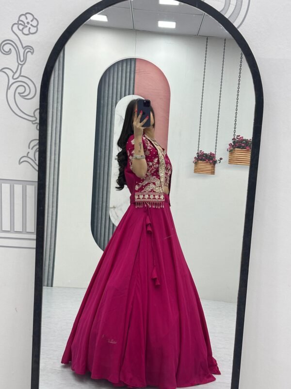 Embroidered Lehenga Choli with Designer Jacket for Wedding & Party Wear