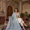 Women Off White Embroidered Kurti Pant Set With Printed Blue Dupatta | Elegant Ethnic Wear