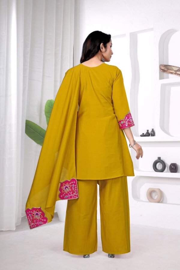 Women Embroidered Kurti Palazzo Set With Dupatta | Elegant Ethnic Wear for Festive & Party Occasion