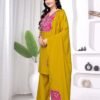 Women Embroidered Kurti Palazzo Set With Dupatta | Elegant Ethnic Wear for Festive & Party Occasion