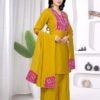 Women Embroidered Kurti Palazzo Set With Dupatta | Elegant Ethnic Wear for Festive & Party Occasion