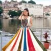 Elegant Multicolor Navratri Lehenga Choli for Women with Traditional Mirror Work & Flared Design